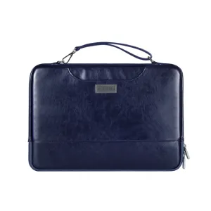 ANYPACK Laptop Handbag Navy Blue Vegan Leather Sleek Protector Durable Lightweight For Travel And Work