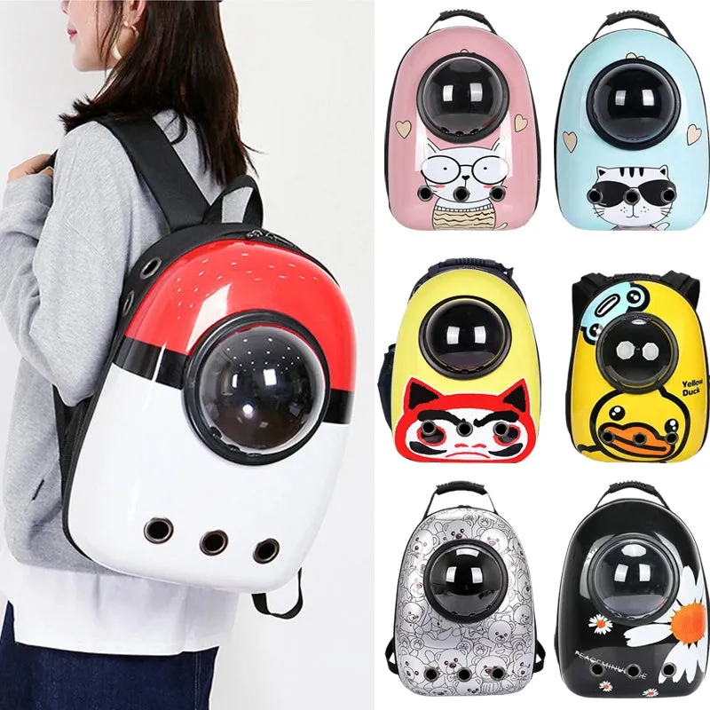 ANYWAGS Pet Carrier Yellow Duck Print Breathable Space Capsule Travel On the Go Bag For Pet