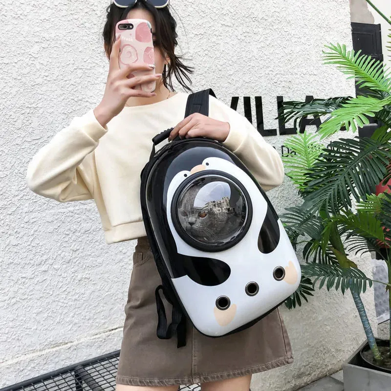 ANYWAGS Pet Carrier Yellow Duck Print Breathable Space Capsule Travel On the Go Bag For Pet
