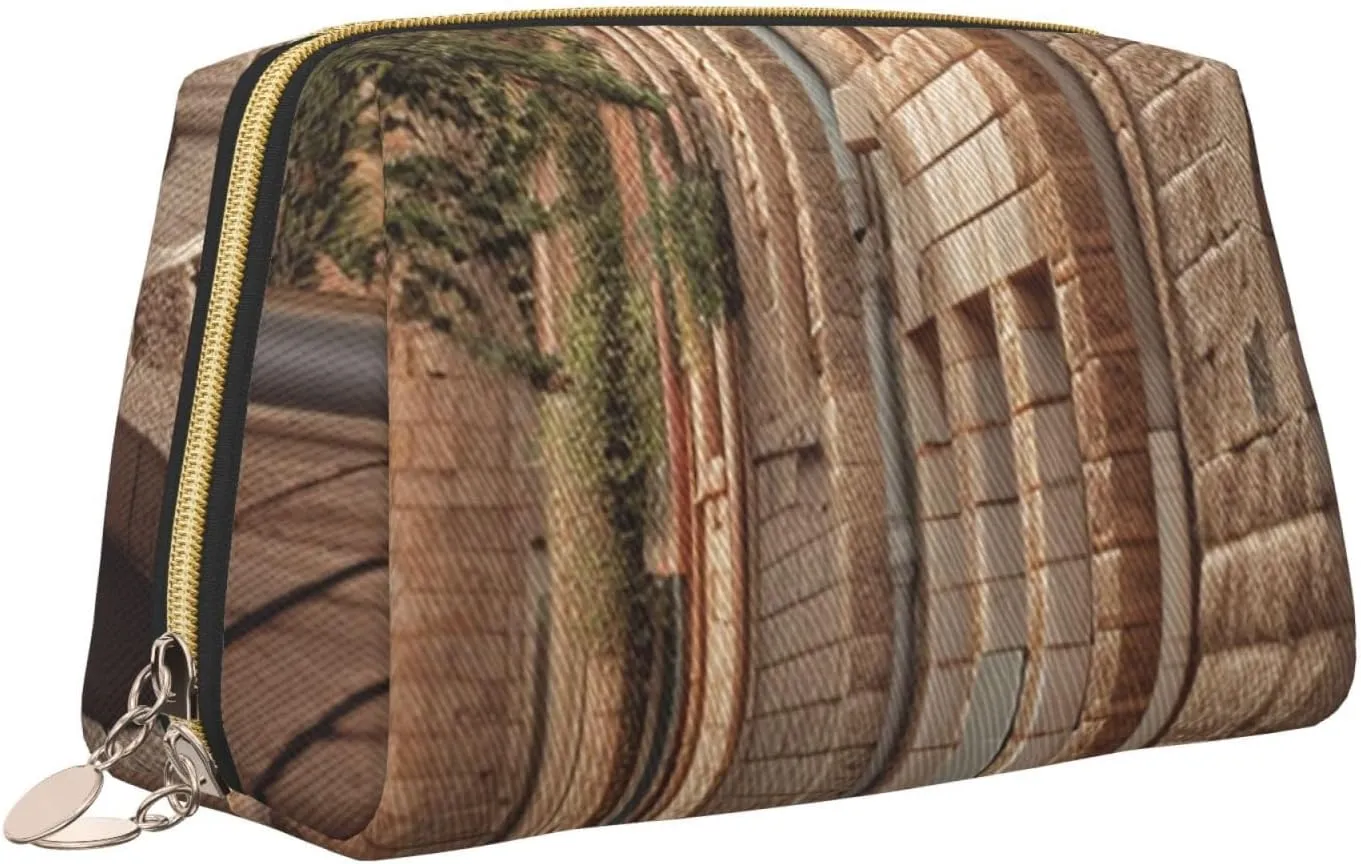 Architecture Streets Houses Print Makeup Bag Portable Versatile Toiletry Bag Large Capacity Cosmetic Bag For Women