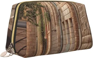 Architecture Streets Houses Print Makeup Bag Portable Versatile Toiletry Bag Large Capacity Cosmetic Bag For Women
