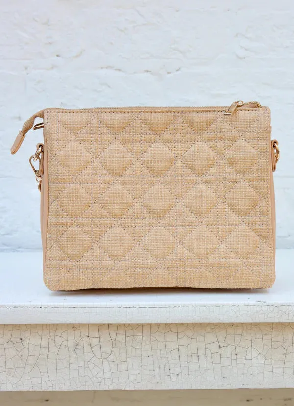 Ariana Luxe – Natural Quilted Crossbody Bag