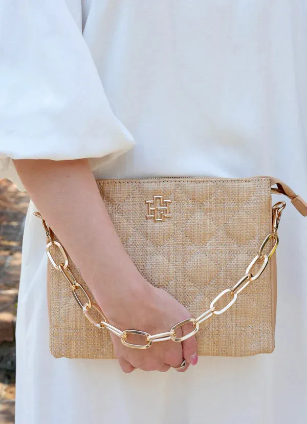 Ariana Luxe – Natural Quilted Crossbody Bag