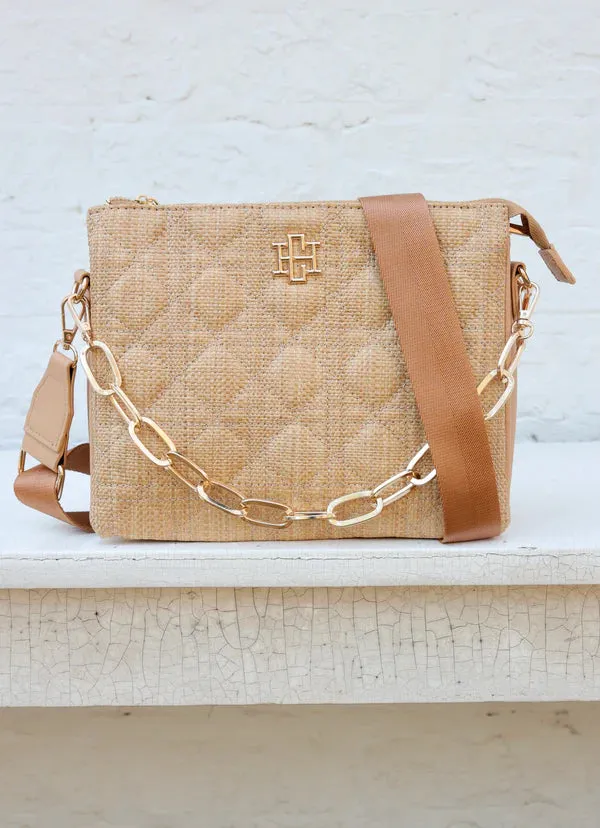 Ariana Luxe – Natural Quilted Crossbody Bag