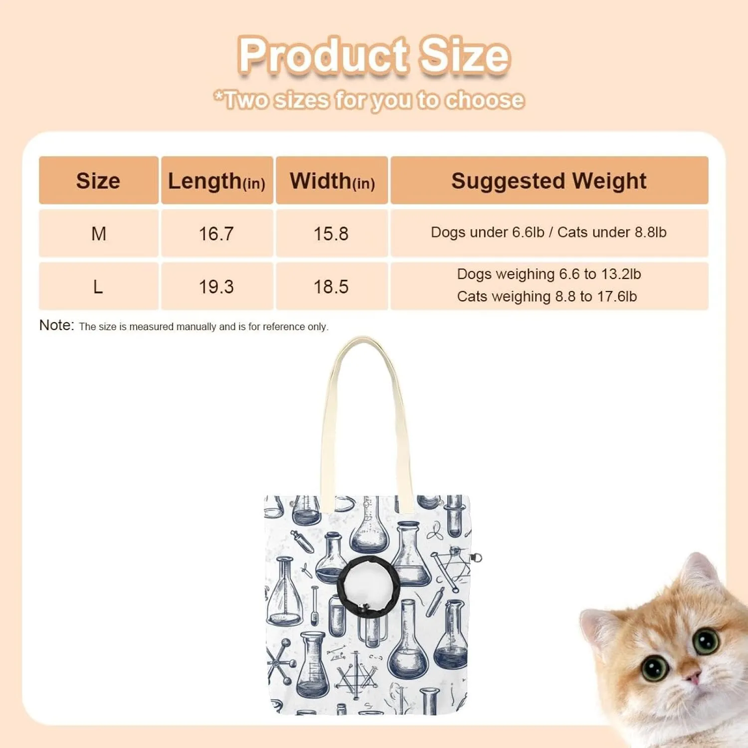 ariety Scientific Education Elements (2) Pet Canvas Shoulder Bag Cute Cat Carrier Handbag Portable Carrying Dog Tote Bag for Small Animal Supplies Outdoor Travel