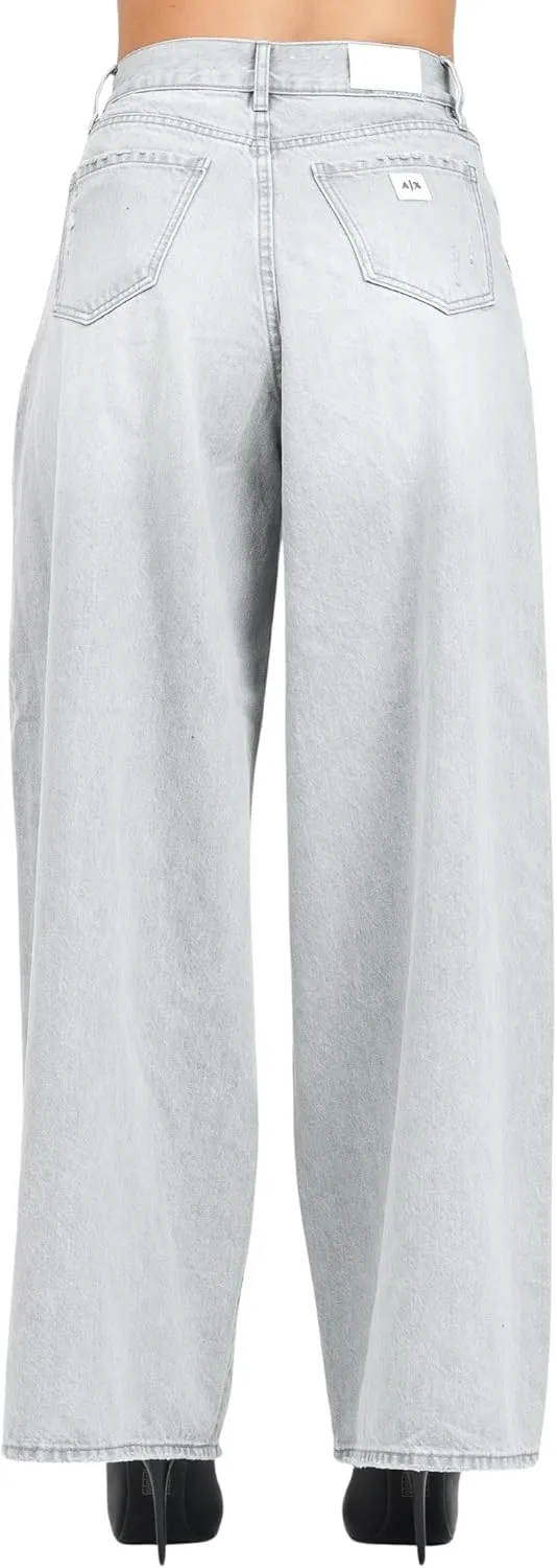 Armani Exchange Women's Super Wide Leg Rigid Cotton 5 Pocket Pant