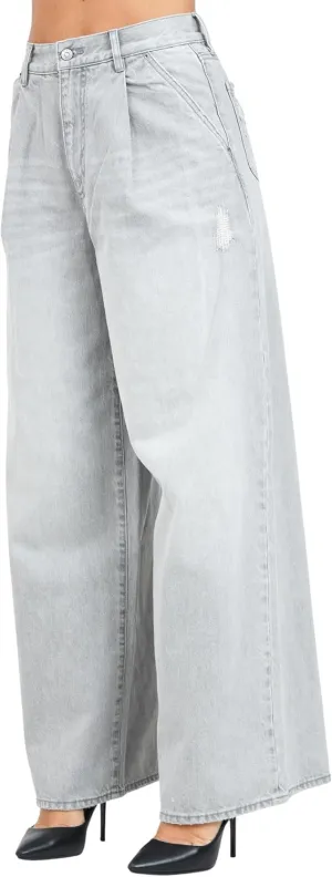 Armani Exchange Women's Super Wide Leg Rigid Cotton 5 Pocket Pant