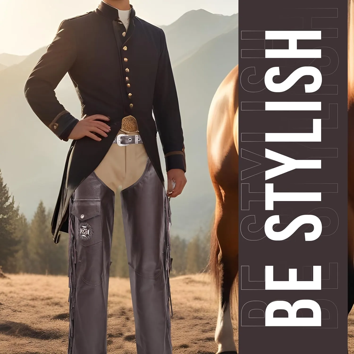 Assless Leather Chaps for Men and Women – Premium Full Grain Cowhide Western Cowboy Motorcycle Chaps – Handmade