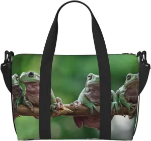 Australian White Tree Frog Sitting on Branch Carry on Luggage Travel Bag Travel Bag for Women Men Large Duffle Bag for Travel Bag for Travel, Business Trips, Work, Gym