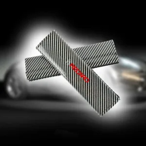 Auto Car Accessory 2Pcs RECARO Silver Carbon Fiber Look Car Seat Belt Covers Shoulder Pads Cushion Style_8888