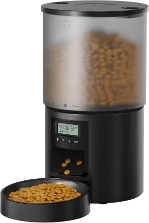 Automatic Cat & Dog Feeder - Auto Food Dispenser with 1-6 Meals, Customized Feeding Schedule - 6L Capacity