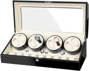 Automatic Watch Winder 8 9 Watch Winder Box with Quiet Motor Large Capacity Piano Finish Fit Lady Man Watches Accessories，Black White