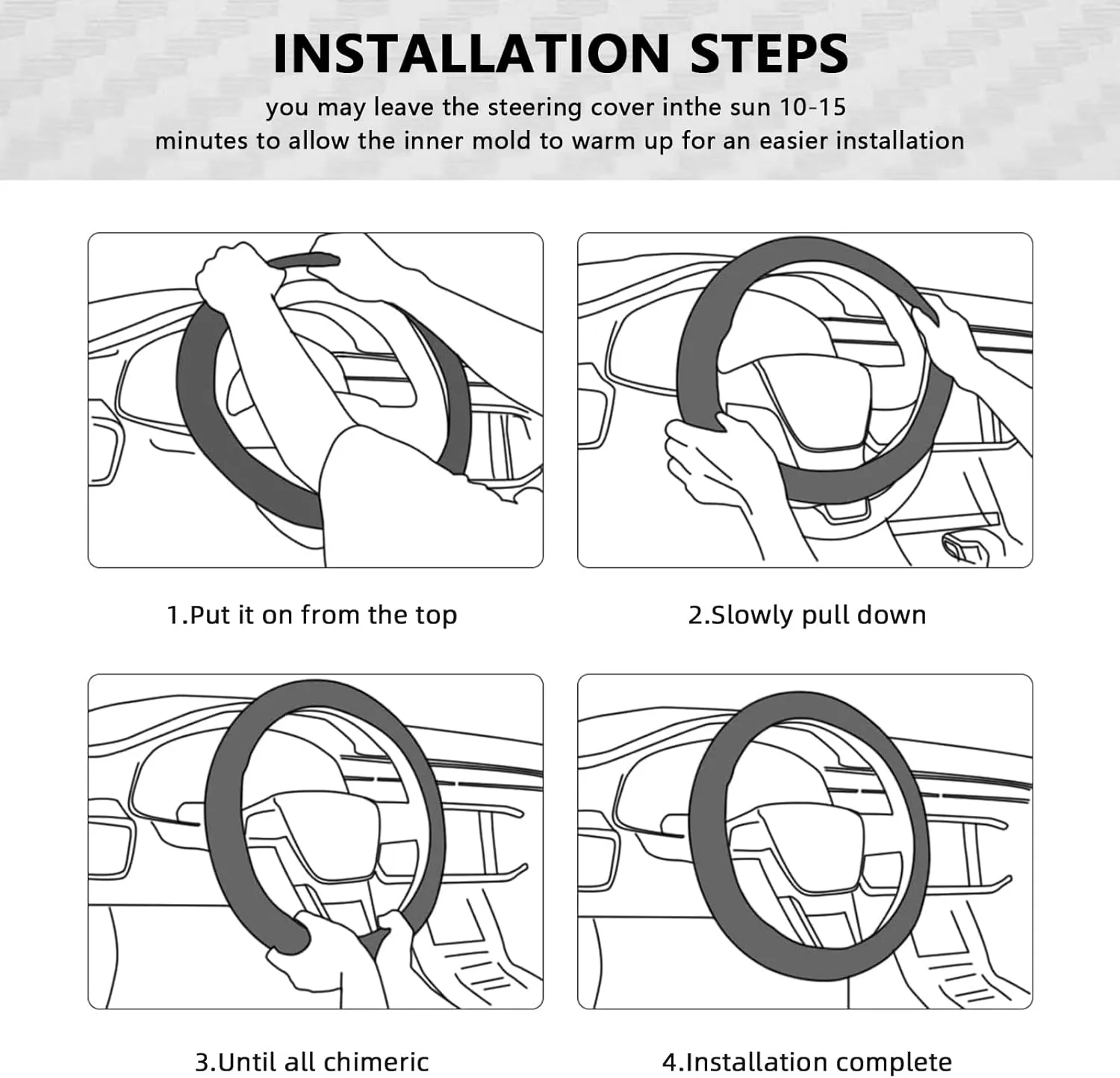 AUTOYOUTH Microfiber Leather Steering Wheel Cover, Universal Fit for 14 1/2 to 15 1/4 Inch (37-39cm) Wheels, Four-Stitch Design, Breathable Anti-Slip Durable Grip