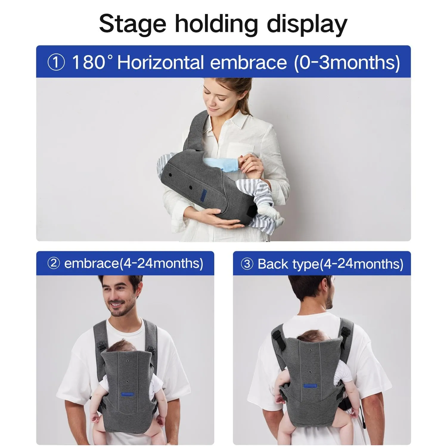 Baby Carrier Newborn to Toddler - Ergonomic, Easily Adjustable, Lightweight Infant Carrier (Cloth, Grey)