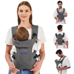 Baby Carrier Newborn to Toddler - Ergonomic, Easily Adjustable, Lightweight Infant Carrier (Cloth, Grey)