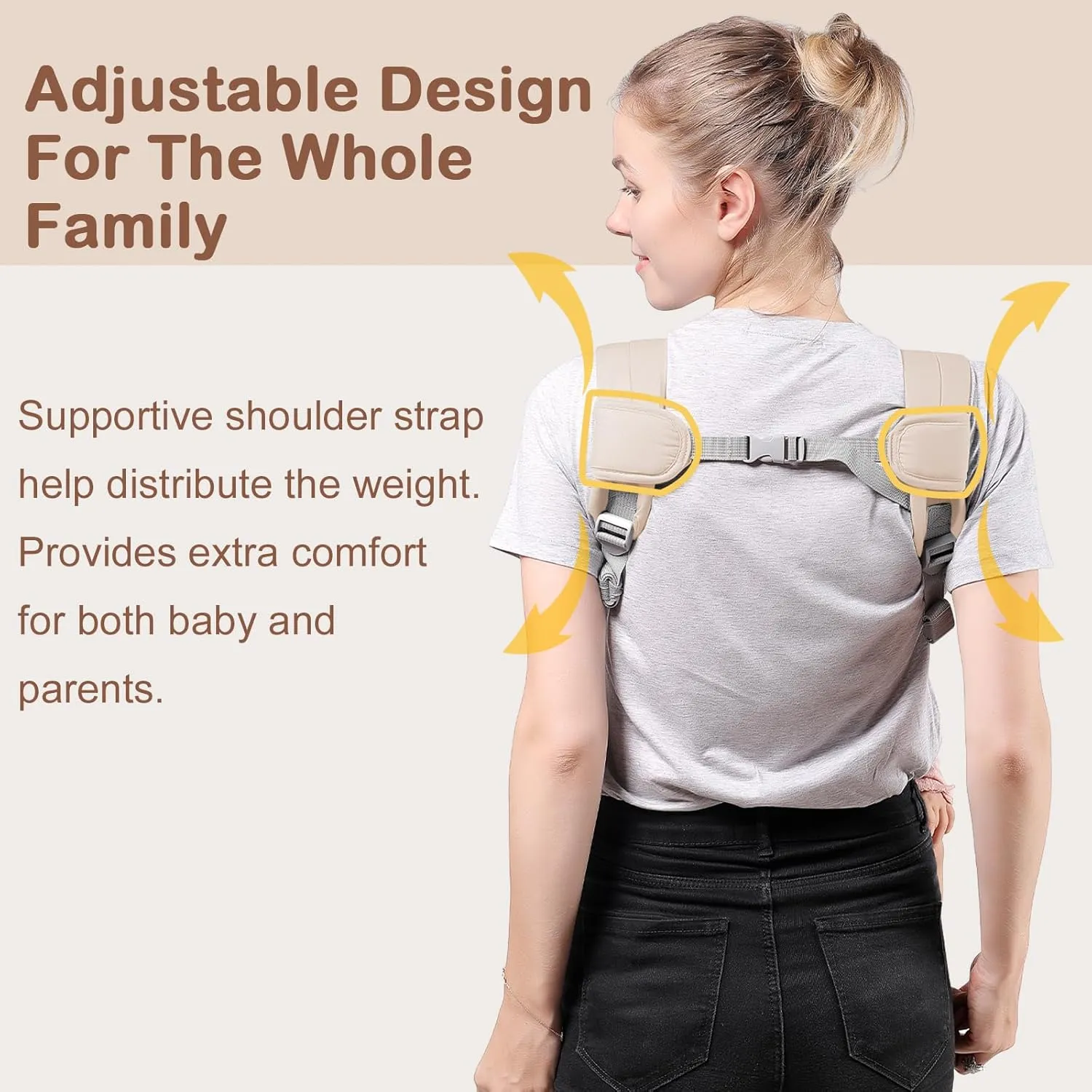 Baby Carrier Newborn to Toddler(7-30lbs), Toddler Carrier with Adjustable Shoulder Strap, Baby Holder Carrier with Breathable Mesh Fabric, Beige