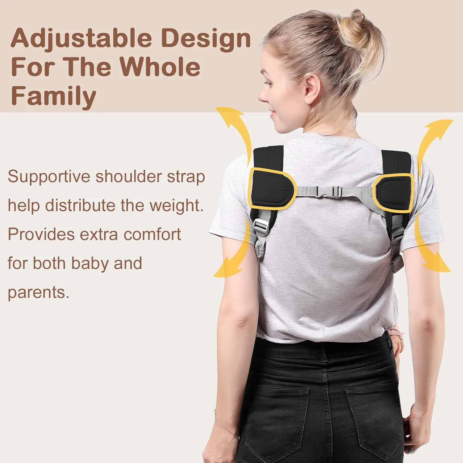 Baby Carrier Newborn to Toddler(7-30lbs), Toddler Carrier with Adjustable Shoulder Strap, Baby Holder Carrier with Breathable Mesh Fabric, Black