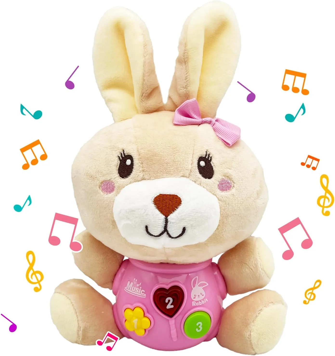 Baby Toys 6 to 12 Months - 6 Months Old Plush Elephant Baby Toy Musical Infant Toys - Babies Light Up Toys for 1 Year Old Boy & Girl Newborn Baby Gift 6 9 12 Months (Rabbit)
