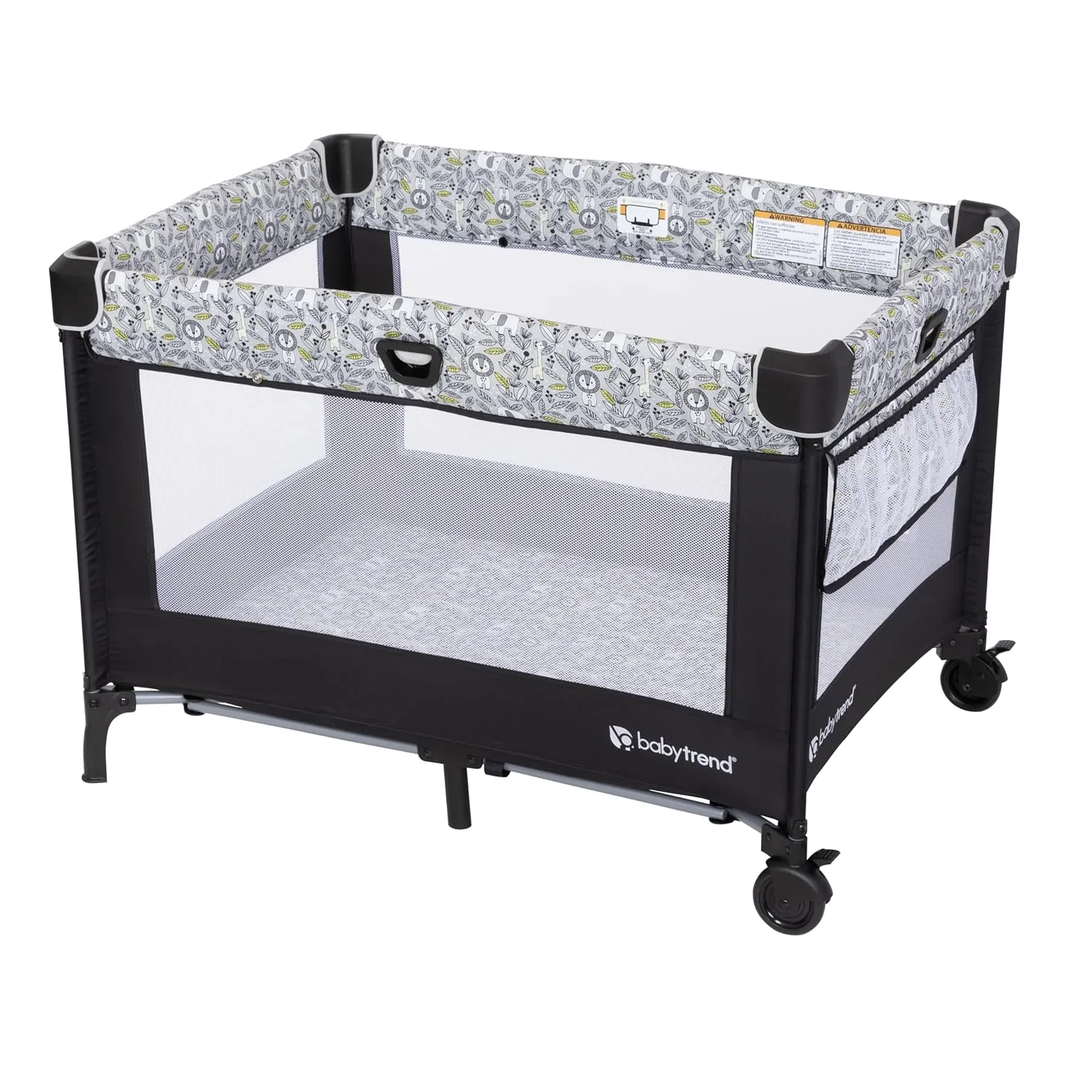 Baby Trend Nursery Den Playard with Snooze Pod and Flip Over Changer, Hidden Jungle Trio