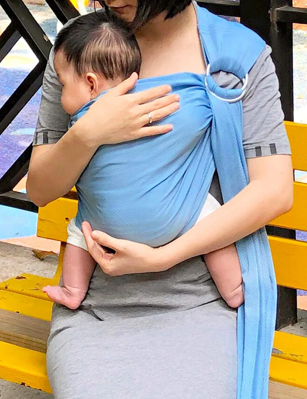 Baby Water Ring Sling Carrier | Lightweight Breathable Mesh Baby Wrap for Infant, Newborn, Kids and Toddlers | Perfect for Summer, Swimming, Pool, Beach | Great for Dad Too Lakeblue