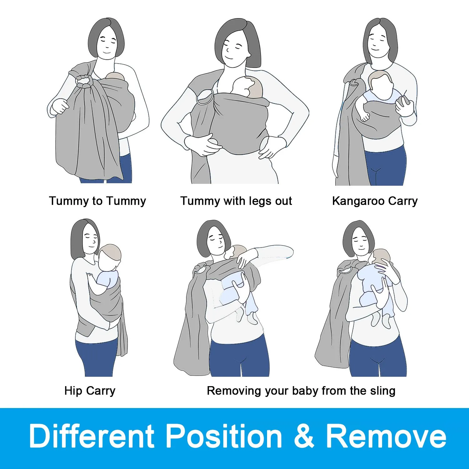 Baby Water Ring Sling Carrier | Lightweight Breathable Mesh Baby Wrap for Infant, Newborn, Kids and Toddlers | Perfect for Summer, Swimming, Pool, Beach | Great for Dad Too Lakeblue