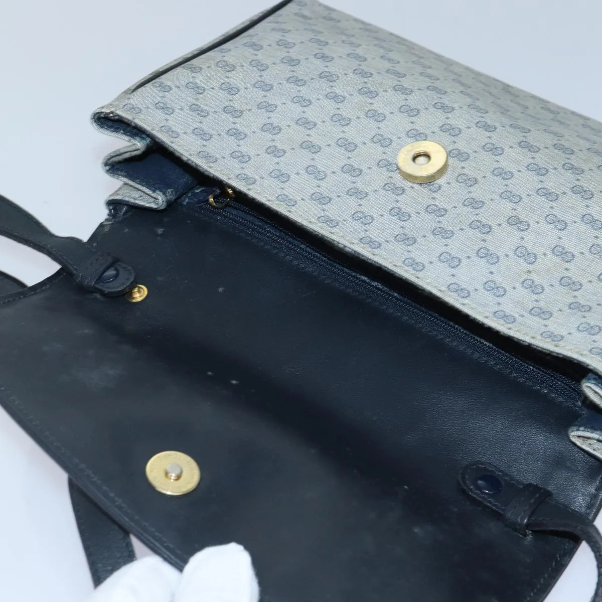 Bag Shoulder Advanced Micro Auth Navy Supreme GUCCI Shockproof GG 88596 Gold PVC