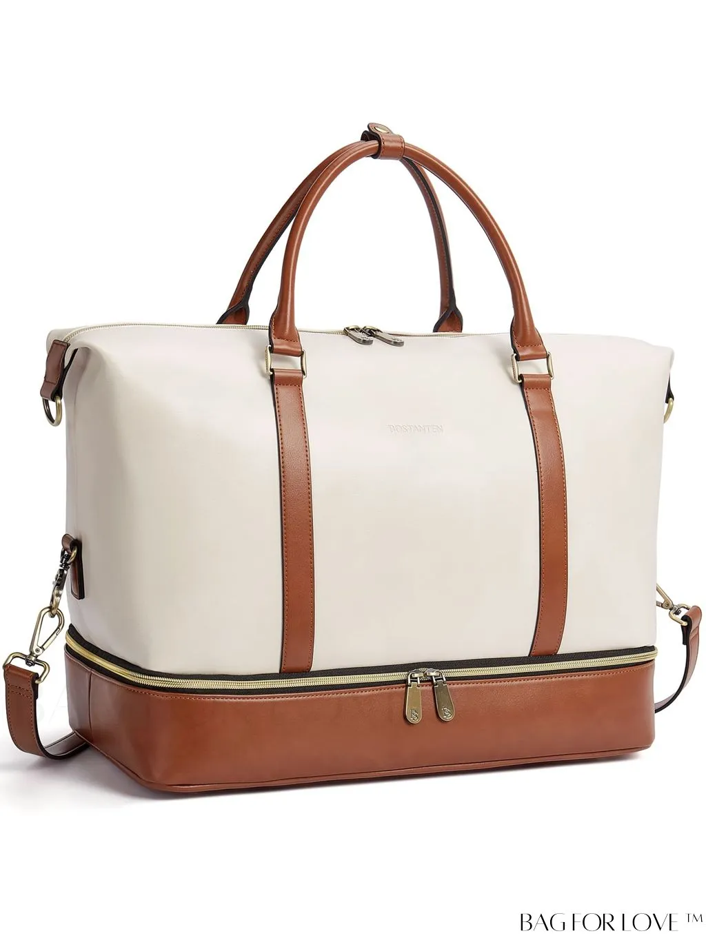 BagForLove - BOSTANTEN Leather Travel Duffle Bag for Women - Stylish Overnight Weekender with Shoe Compartment