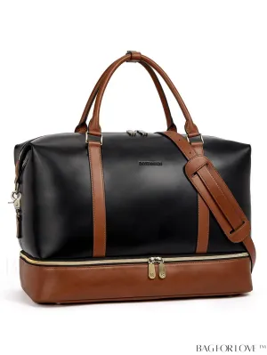 BagForLove - BOSTANTEN Leather Travel Duffle Bag for Women - Stylish Overnight Weekender with Shoe Compartment