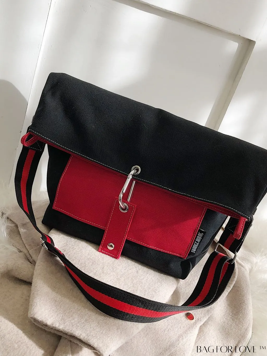 BagForLove - Canvas Crossbody Bag: Color Block Design with Large Capacity, Perfect for Any Outfit