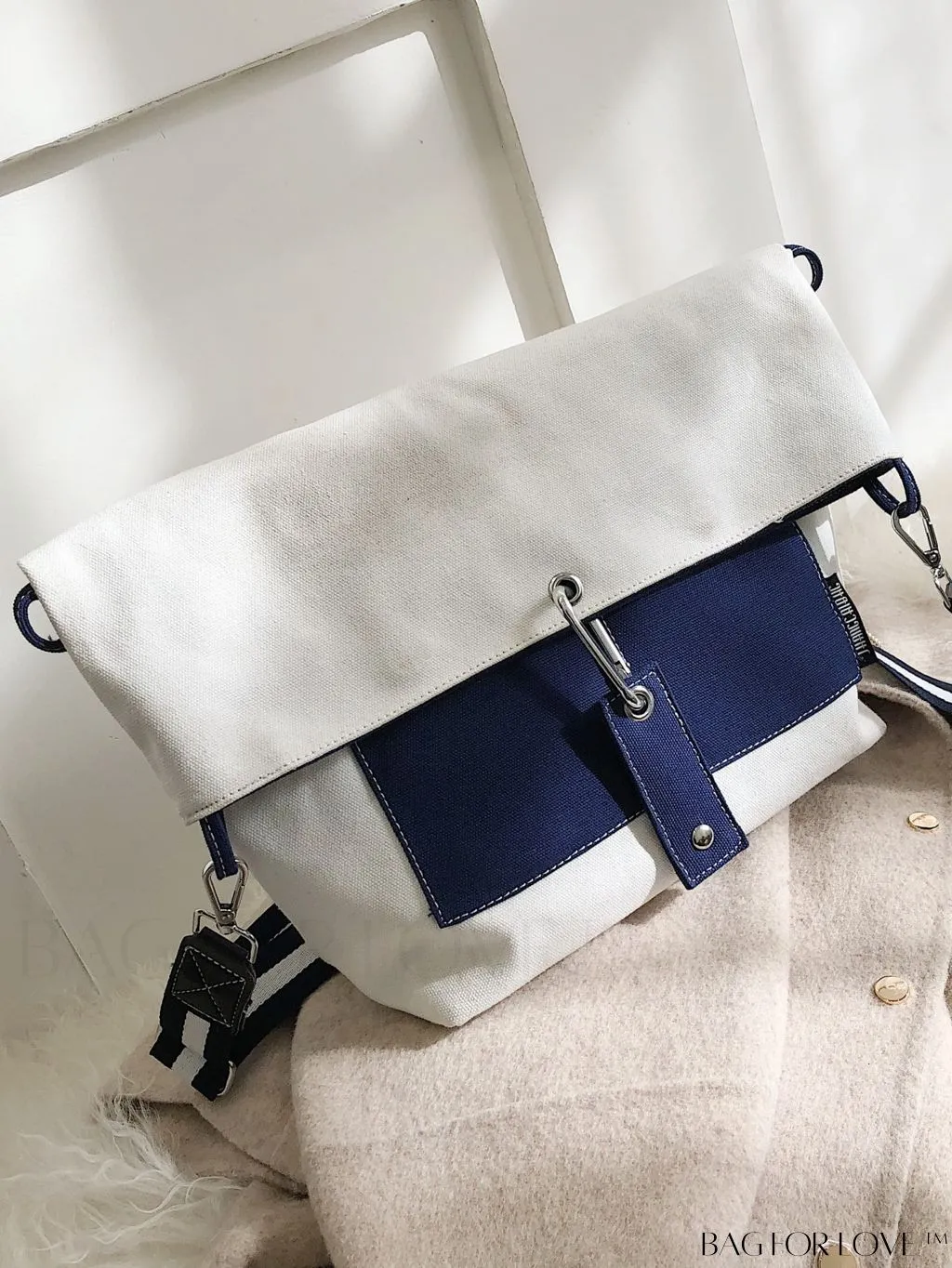 BagForLove - Canvas Crossbody Bag: Color Block Design with Large Capacity, Perfect for Any Outfit