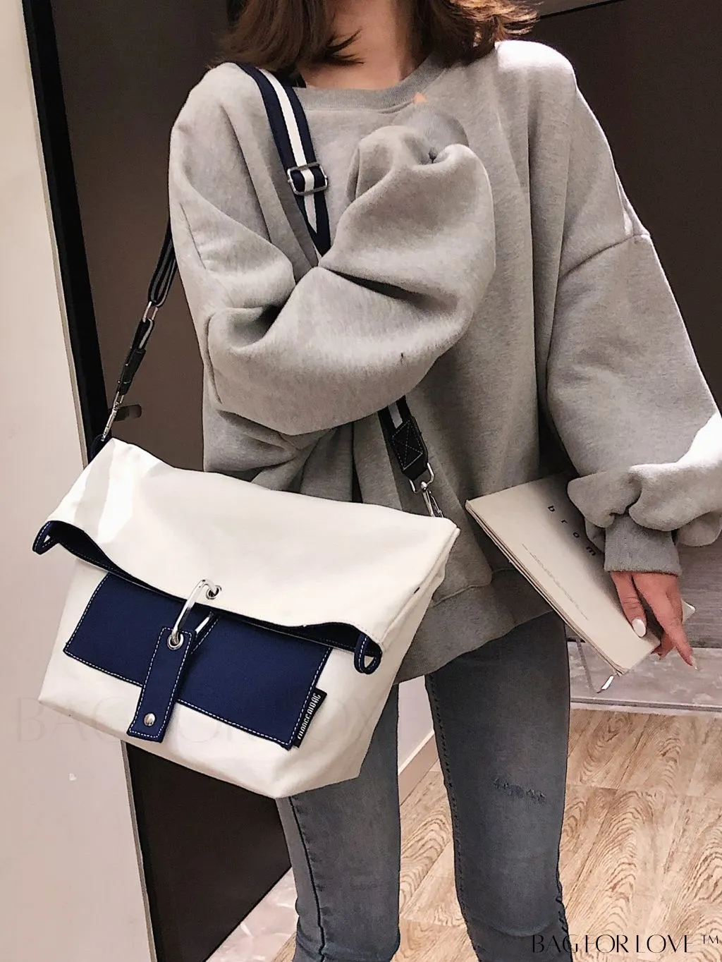 BagForLove - Canvas Crossbody Bag: Color Block Design with Large Capacity, Perfect for Any Outfit