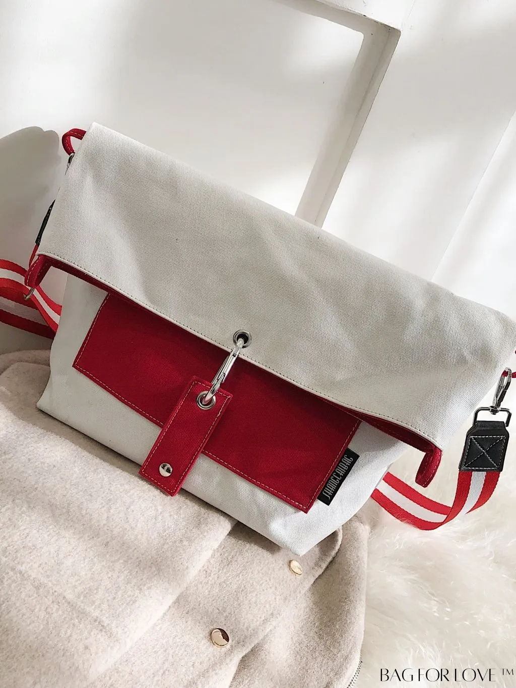 BagForLove - Canvas Crossbody Bag: Color Block Design with Large Capacity, Perfect for Any Outfit