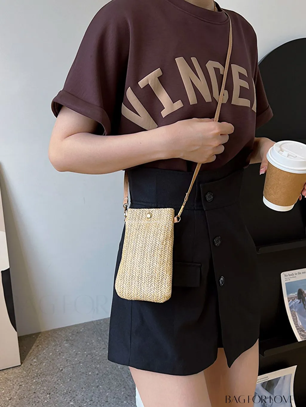 BagForLove - Floral-Decorated Mini Vacation Woven Crossbody Bag for Effortless Style