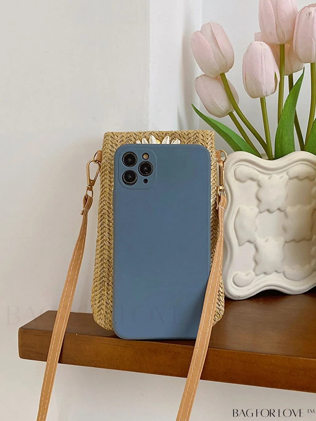 BagForLove - Floral-Decorated Mini Vacation Woven Crossbody Bag for Effortless Style