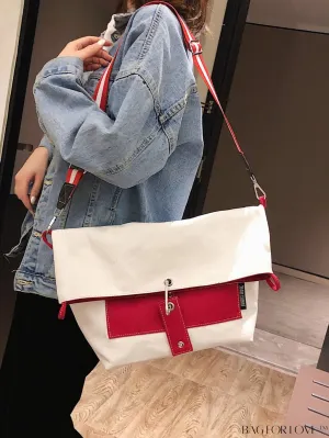 BagForLove - Large Capacity Canvas Crossbody Bag with Colorblock Design - Versatile and Stylish