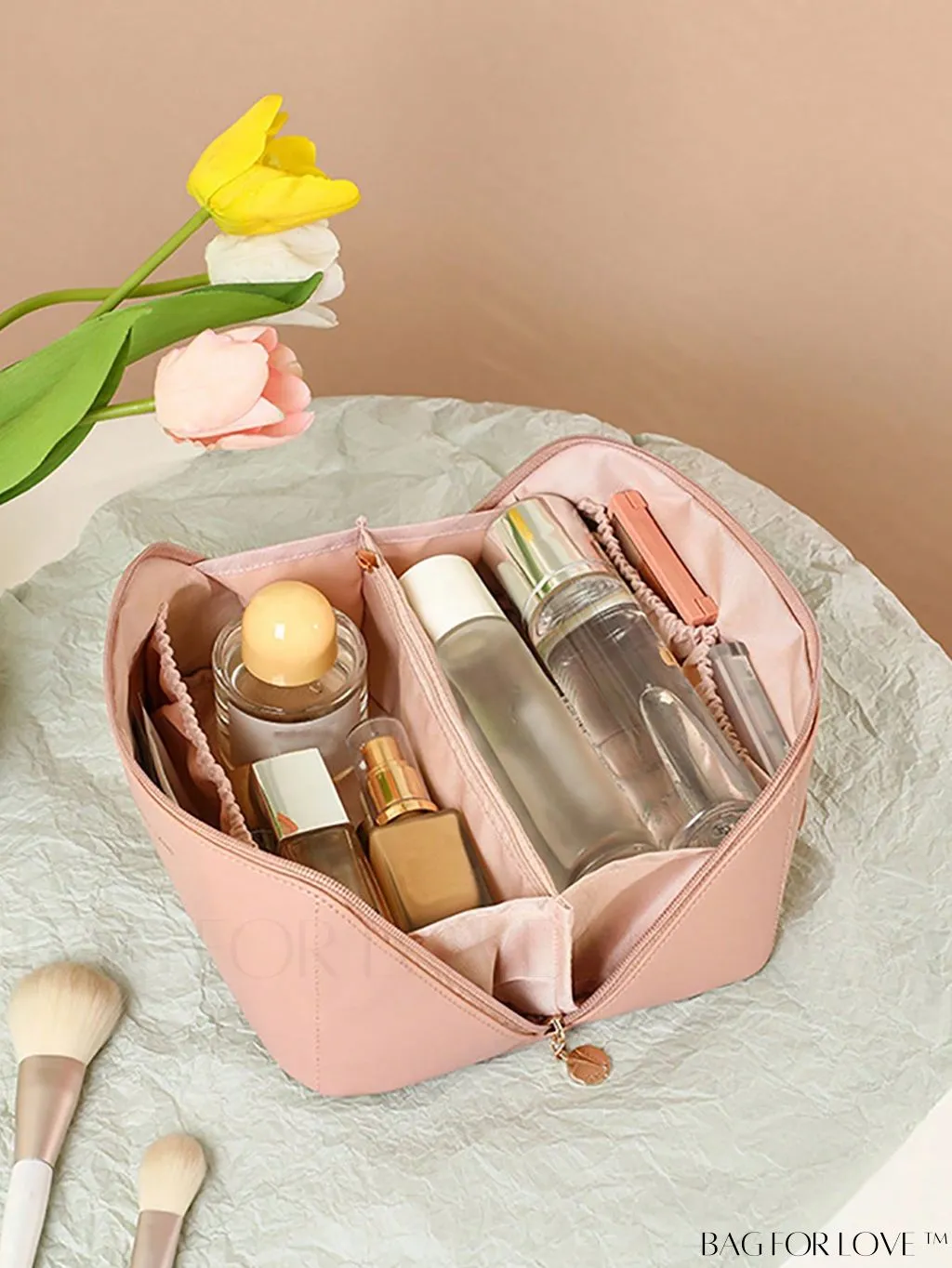 BagForLove - Portable Travel Toiletry Organizer - Large Capacity, Multi-function, PU Handbag