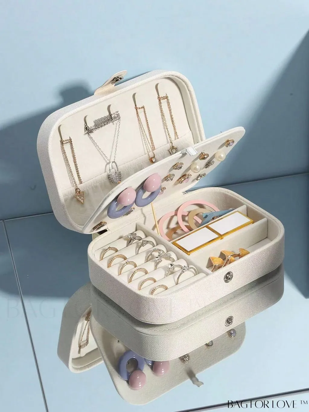 BagForLove - Travel Jewelry Storage Box: Large Capacity for Earrings, Necklace - Ideal Mothers Day Gift