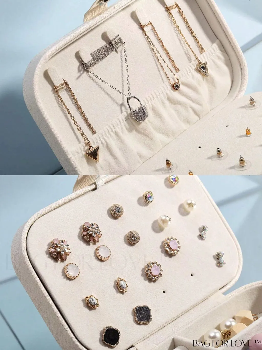 BagForLove - Travel Jewelry Storage Box: Large Capacity for Earrings, Necklace - Ideal Mothers Day Gift
