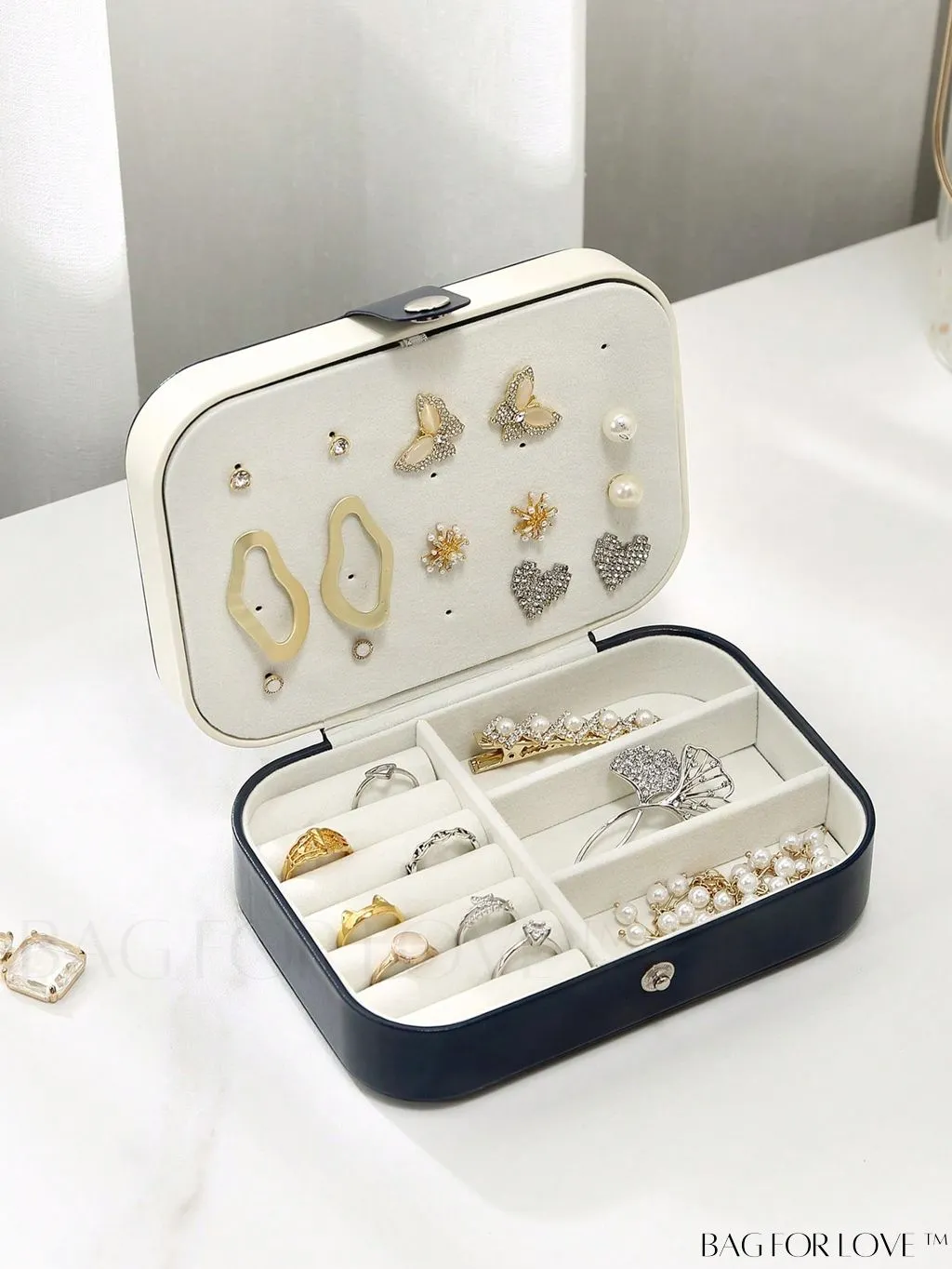 BagForLove - Travel Jewelry Storage Box: Large Capacity for Earrings, Necklace - Ideal Mothers Day Gift