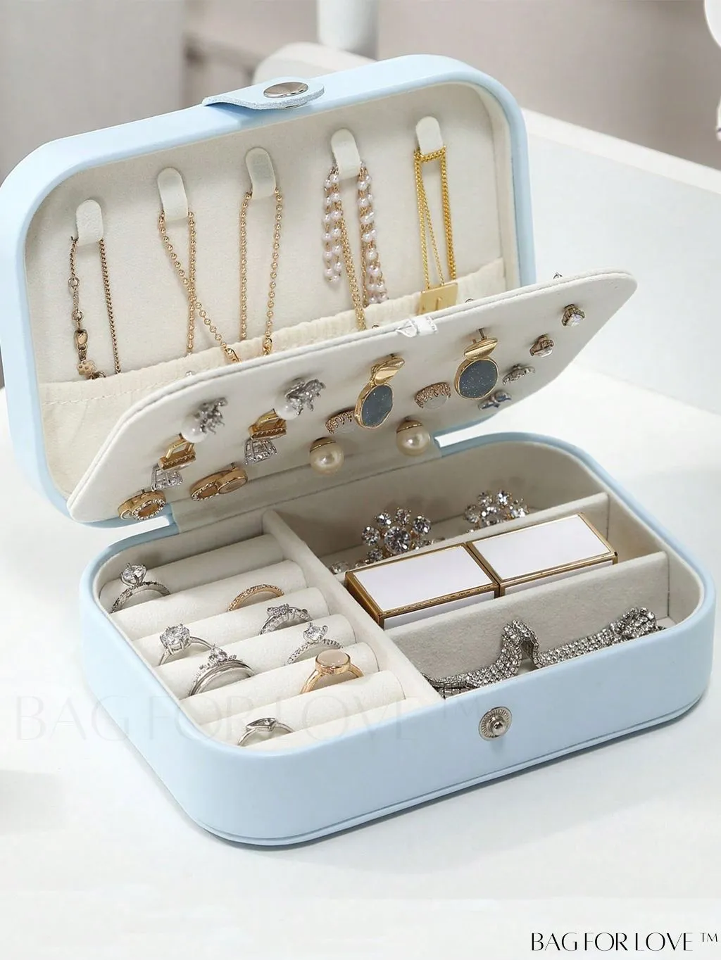 BagForLove - Travel Jewelry Storage Box: Large Capacity for Earrings, Necklace - Ideal Mothers Day Gift