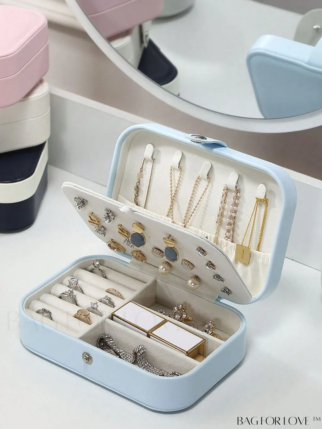 BagForLove - Travel Jewelry Storage Box: Large Capacity for Earrings, Necklace - Ideal Mothers Day Gift