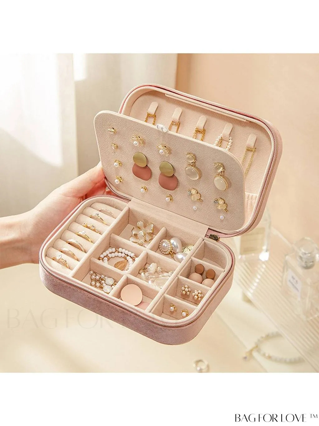 BagForLove - Travel Jewelry Storage Box: Large Capacity for Earrings, Necklace - Ideal Mothers Day Gift