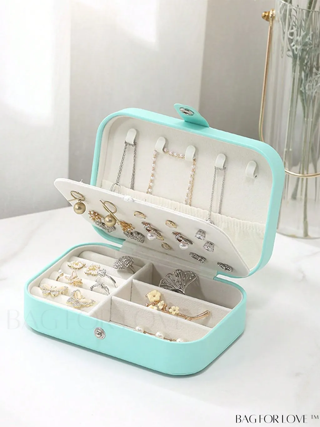 BagForLove - Travel Jewelry Storage Box: Large Capacity for Earrings, Necklace - Ideal Mothers Day Gift