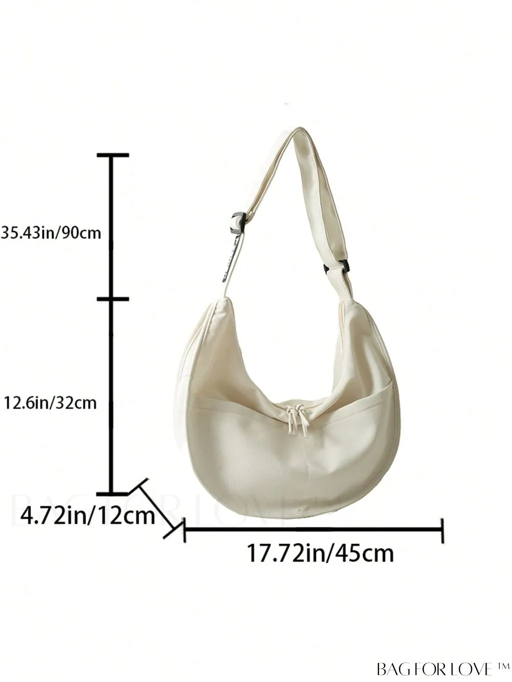 BagForLove - White Oversized Minimalist Hobo Bag for Students in College, University, and High School, Ideal for Outdoors and Travel