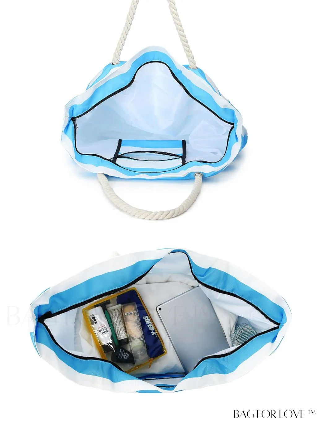 BagForLove - Womens Waterproof Beach Tote: Spacious, Sand-Proof Bag with Zipper - Ideal for Pool and Swim