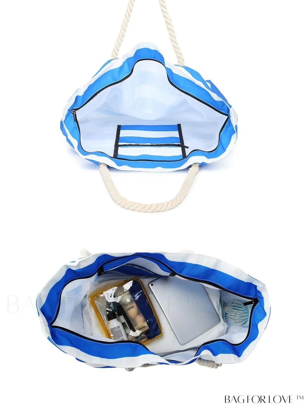 BagForLove - Womens Waterproof Beach Tote: Spacious, Sand-Proof Bag with Zipper - Ideal for Pool and Swim