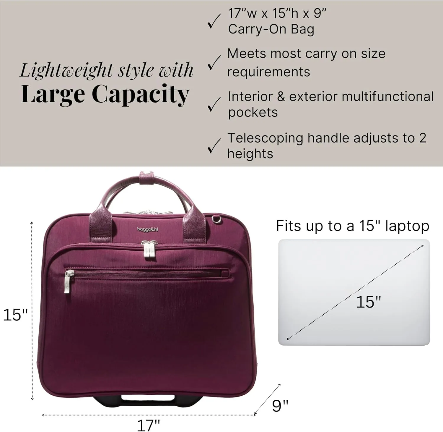 Baggallini Women's 2 Wheel Tote