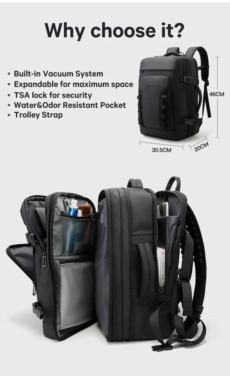 Bange i-Braydenz Water Resistant Hidden Compart Big Capacity Multi Compartment Expandable Travel Laptop Backpack (15.6")