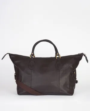 Barbour Leather Medium Travel Explorer Bag - Chocolate