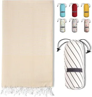 BAY LAUREL Turkish Beach Towel with Travel Bag 39 x 71 Quick Dry Sand Free Lightweight Large Oversized Towels Light